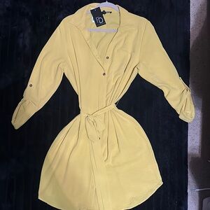 Fred David Yellow Midi Shirt Dress